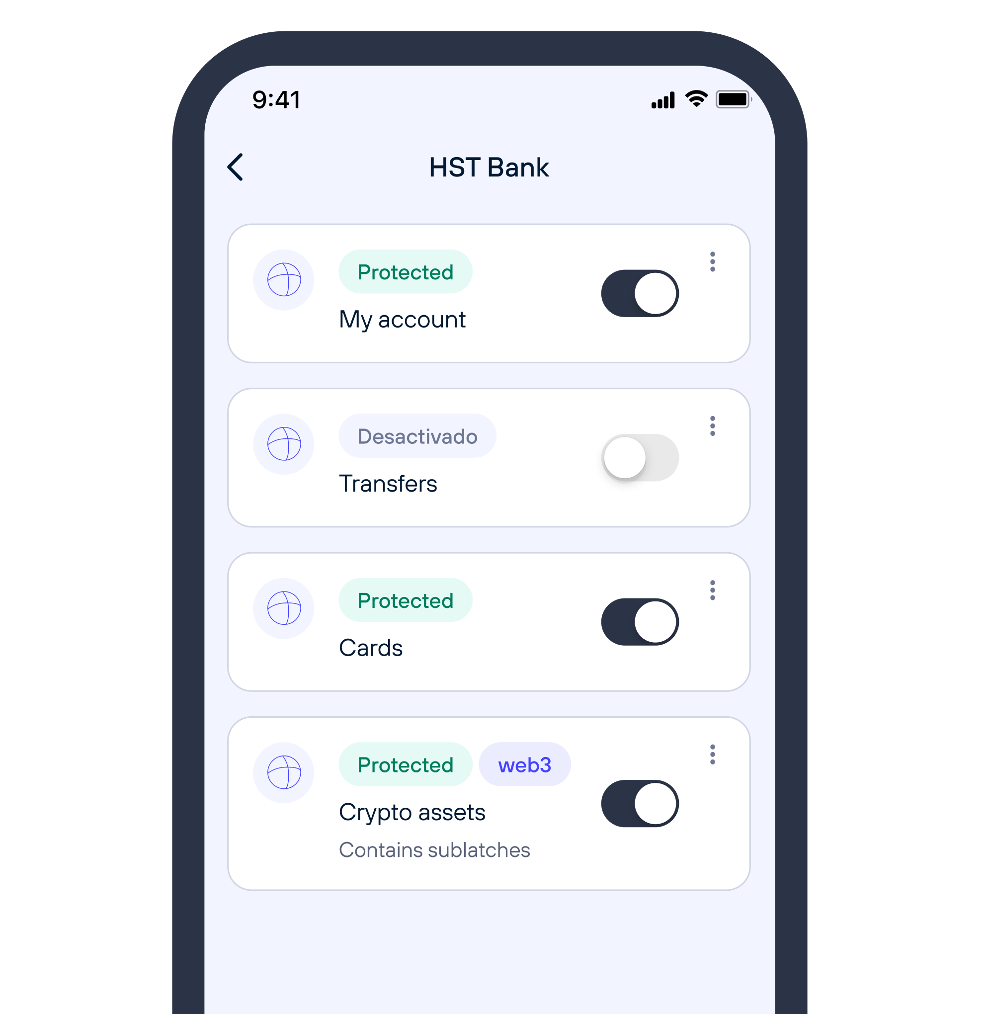 TU Latch sub-latch screen to protect functionalities in your accounts