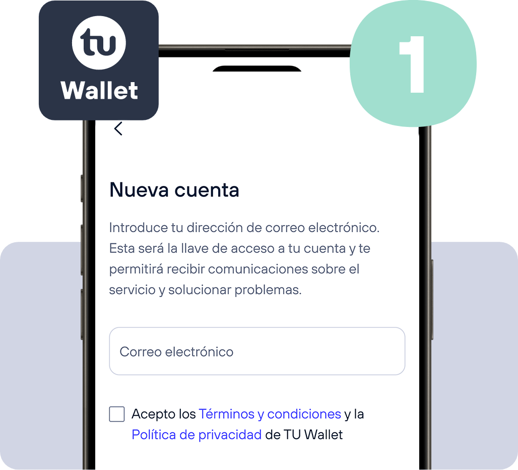 Crear nueva cuenta en TU Wallet